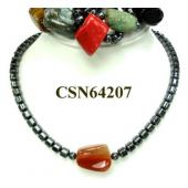 Colored Semi precious Stone Hematite Beads Chain Choker Fashion Necklace
